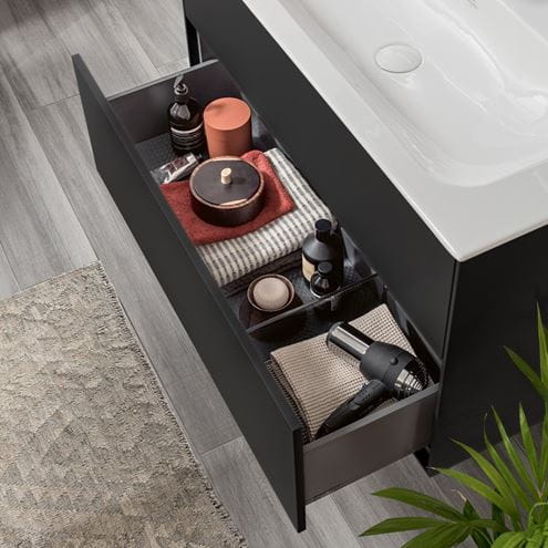 VILLEROY & BOCH FINION skrinka pod umývadlo 79,6x49,8x59,1 cm, 2 zásuvky, Push-open, Black Matt Lasquer F01000PD Obrázek - fotka