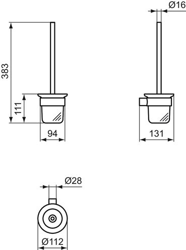 IDEAL STANDARD CONCA WC kefa, nástenná, sklo, kartáčované zlato T4495A2 Technický nákres