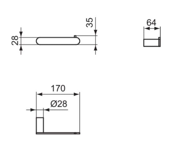 IDEAL STANDARD CONCA držiak toaletného papiera, nástenný, kartáčované zlato T4497A2 Technický nákres