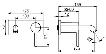 HANSA VANTIS STYLE umývadlová podomietková batéria, brúsený bronz 5480210781 Technický nákres