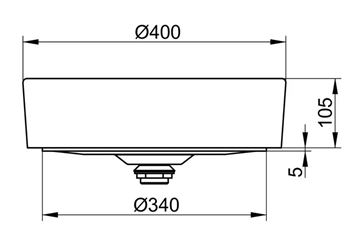 KEUCO STAGELINE umývadlová misa 40 cm, bez prepadu 32880310400 Technický nákres