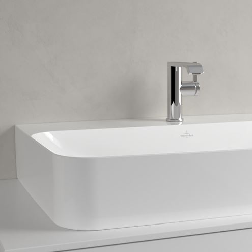 VILLEROY & BOCH FINION umývadlo na dosku 80 cm, s otvorom pre batériu a prepadom, CeramicPlus, alpská biela 41688CR1 Obrázek - fotka