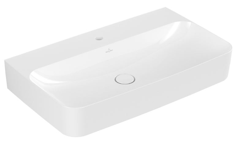 VILLEROY & BOCH FINION umývadlo na dosku 80 cm, s otvorom pre batériu a prepadom, CeramicPlus, alpská biela 41688CR1 Obrázek - Hlavní obrázek