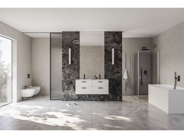 RAVAK CHROME SLIM umývadlo 60 cm, s otvorom pre batériu a prepadom, liaty mramor XJG01160001 Obrázek - fotka