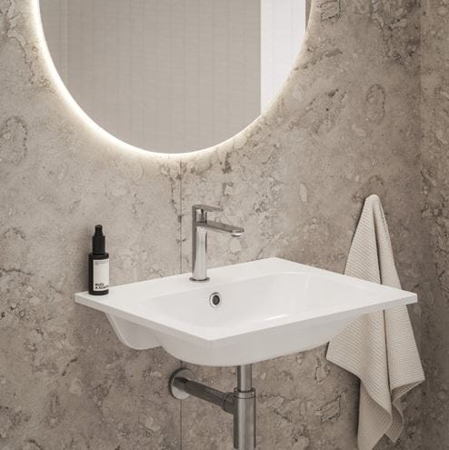 RAVAK CHROME SLIM umývadlo 60 cm, s otvorom pre batériu a prepadom, liaty mramor XJG01160001 Obrázek - fotka