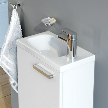 RAVAK CHROME umývadlo 40 cm, s otvorom pre batériu vpravo, bez prepadu, liaty mramor XJGP1100000 Obrázek - fotka