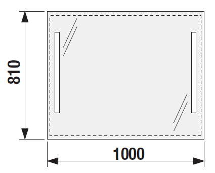 JIKA CLEAR zrkadlo 100x81 cm, s osvetlením H4557651731441 Technický nákres