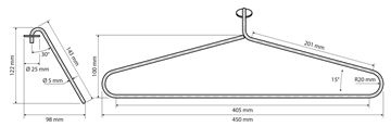 BEMETA vešiak pre elektrický sušiak uterákov 450 mm, biela 704151914 Technický nákres
