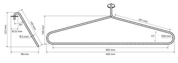 BEMETA vešiak pre elektrický sušiak uterákov 450 mm, matná grafitová 704155915 Technický nákres