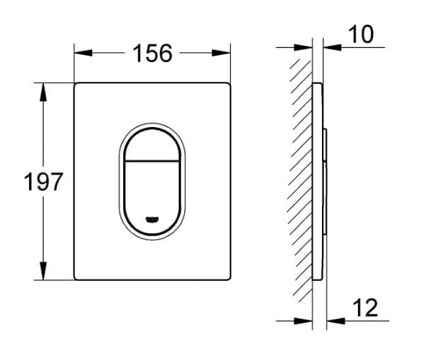 GROHE ARENA COSMOPOLITAN ovládacie tlačidlo pre dve splachovania, plast, phantom black 38844KF0 Technický nákres