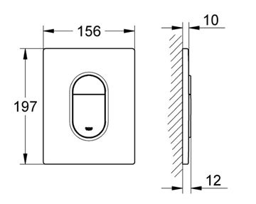 GROHE ARENA COSMOPOLITAN ovládacie tlačidlo pre dve splachovania, plast, phantom black 38844KF0 Technický nákres