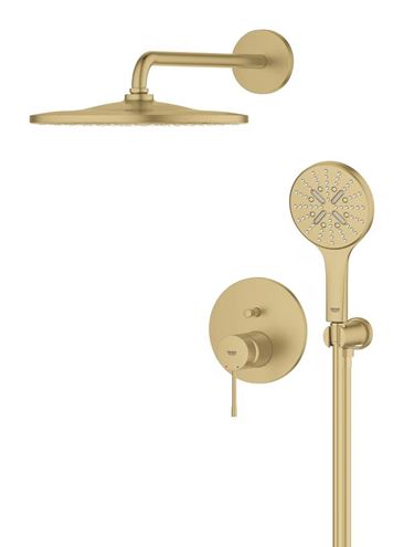 GROHE ESSENCE NEW sprchový set s podomietkovou batériou, horná sprcha, ručná sprcha s 3 prúdmi, hadica, držiak, brúsený cool sunrise 25287GN0 Obrázek - fotka