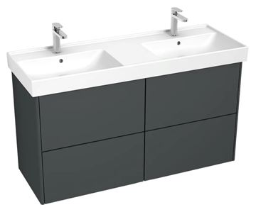 LAUFEN FIORA skrinka pod dvojumývadlo 126x45,3x67,4 cm, 4 zásuvky, Push-open, lesklá šedá