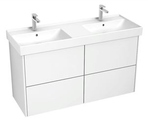 LAUFEN FIORA skrinka pod dvojumývadlo 126x45,3x67,4 cm, 4 zásuvky, Push-open, lesklá biela