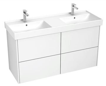 LAUFEN FIORA skrinka pod dvojumývadlo 126x45,3x67,4 cm, 4 zásuvky, Push-open, lesklá biela