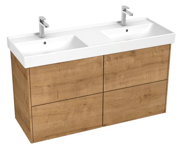 LAUFEN FIORA skrinka pod dvojumývadlo 126x45,3x67,4 cm, 4 zásuvky, Push-open, dub H40F9966015351 Obrázek - Hlavní obrázek