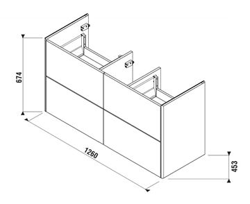 LAUFEN FIORA skrinka pod dvojumývadlo 126x45,3x67,4 cm, 4 zásuvky, Push-open, dub H40F9966015351 Obrázek - fotka