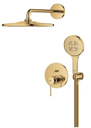 GROHE ESSENCE NEW sprchový set s podomietkovou batériou, horná sprcha, ručná sprcha s 3 prúdmi, hadica, držiak, cool sunrise 25287GL0 Obrázek - fotka