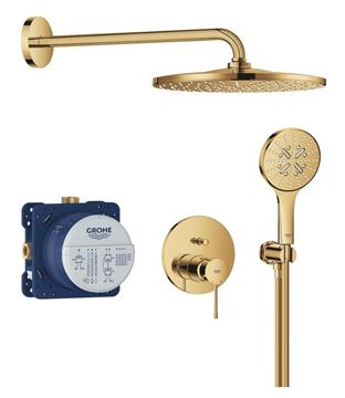 GROHE ESSENCE NEW sprchový set s podomietkovou batériou, horná sprcha, ručná sprcha s 3 prúdmi, hadica, držiak, cool sunrise