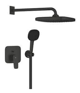 GROHE CUBEO sprchový set s podomietkovou batériou, horná sprcha, ručná sprcha s 3 prúdmi, hadica, držiak, matte black