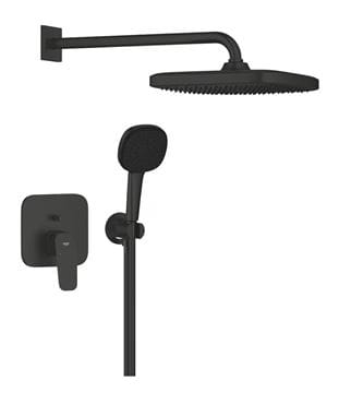 GROHE CUBEO sprchový set s podomietkovou batériou, horná sprcha, ručná sprcha s 3 prúdmi, hadica, držiak, matte black