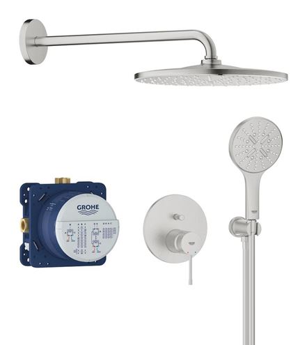 GROHE ESSENCE NEW sprchový set s podomietkovou batériou, horná sprcha, ručná sprcha s 3 prúdmi, hadica, držiak, supersteel 25287DC0 Obrázek - Hlavní obrázek