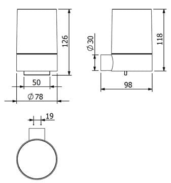 KLUDI VELA R dávkovač tekutého mydla 150 ml, nástenný, sklo, kartáčovaný gun metal 58976N2 Technický nákres