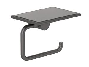 KLUDI VELA R držiak toaletného papiera s poličkou, nástenný, kartáčovaný gun metal