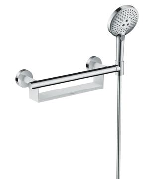 HANSGROHE UNICA madlo k vani 395 mm, s držiakom ručnej sprchy a poličkou, chróm/biela 26328400 Obrázek - fotka