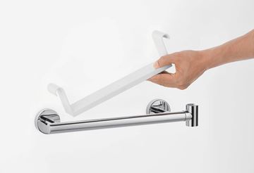 HANSGROHE UNICA madlo k vani 395 mm, s držiakom ručnej sprchy a poličkou, chróm/biela 26328400 Obrázek - fotka