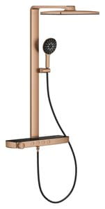 GROHE RAINSHOWER AQUA PURE sprchový set s termostatickou batériou, horná sprcha, ručná sprcha s 3 prúdmi, tyč, hadica, Water Saving, brúsený warm sunset