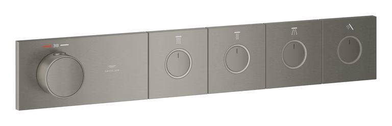 GROHE GROHTHERM AQUA TILES podomietková termostatická batéria, pre 4 spotrebiče, Water Saving, brúsený hard graphite 106867AL00 Obrázek - Hlavní obrázek