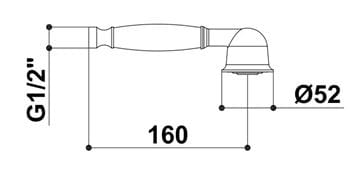 RAF ručná sprcha pr. 52 mm, chróm SR719 Technický nákres