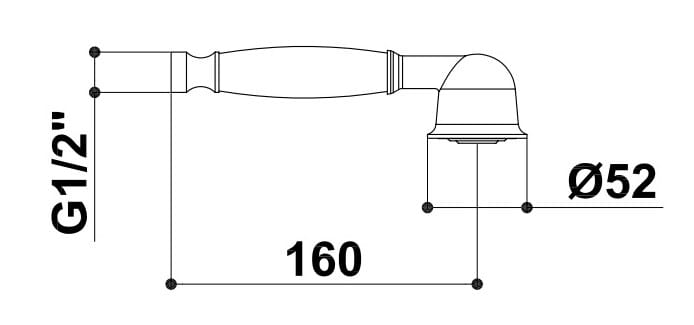 RAF ručná sprcha pr. 52 mm, chróm SR719 Technický nákres