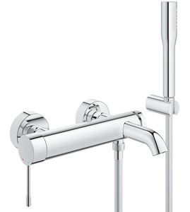 GROHE ESSENCE NEW vaňová nástenná batéria, s prepínačom, so sprchovou súpravou, chróm