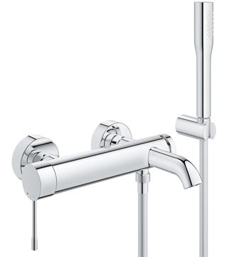 GROHE ESSENCE NEW vaňová nástenná batéria, s prepínačom, so sprchovou súpravou, chróm