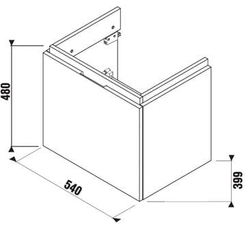 JIKA CUBITO PURE skrinka pod umývadlo 54x39, 9x48 cm, 1 zásuvka, lesklá biela H40J4223015001 Technický nákres