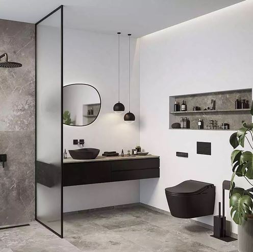 CONCEPT 300 WASHLET závesné WC s bidetovým sedátkom, Rimless, okrúhle, matná čierna CW542ERY#MBL+TCF80 Obrázek - fotka
