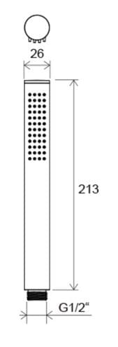 RAVAK 957.30SSB ručná sprcha 213 mm, Air, brúsená nerez X07P1574 Technický nákres