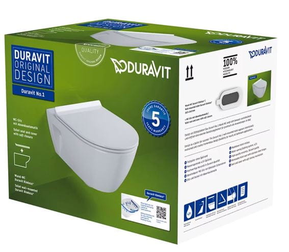 DURAVIT NO.1 závesné WC, so SoftClose sedadlom, Rimless splachovanie 45820900A1 Obrázek - fotka