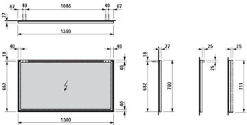 LAUFEN FRAME 25 zrkadlo 130x70 cm H4474089001441 Technický nákres