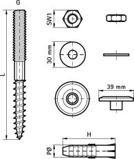 WALRAVEN BIS sada na upevnenie umývadiel 10x140mm, oceľ 0657850 Technický nákres