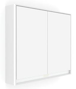 NIMCO GA 1 zrkadlová skrinka vstavaná 80,5x70x15 cm, osvetlenie s reguláciou stmievania a teploty svetla, s vypínačom a el. zásuvkou, hliník, matná biela