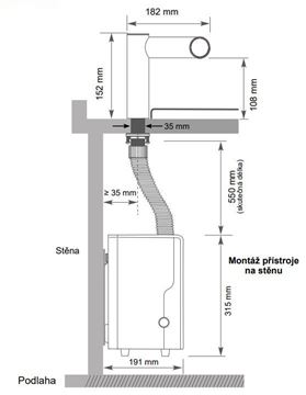 JET DRYER AIRTAP 2V1 umývadlová senzorová batéria, so sušičom rúk, napájanie zo siete, chróm 8596220013941 Technický nákres