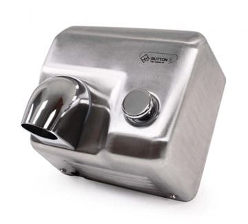 JET DRYER BUTTON teplovzdušný sušič rúk, manuálna, kartáčovaná nerez oceľ