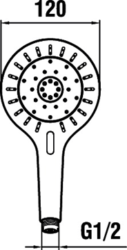 LAUFEN MYTWIN120 ručná sprcha pr. 120 mm, 3 prúdy, chróm HF939029100000 Technický nákres