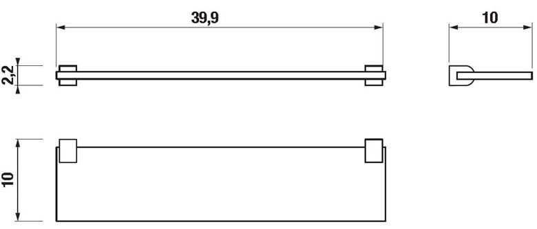 JIKA PURE polica 399 mm, nástenná, sklo, chróm H3853B10040001 Technický nákres