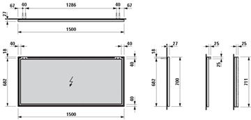 LAUFEN FRAME 25 zrkadlo 150x70 cm H4474099001441 Technický nákres