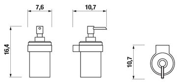 JIKA PURE dávkovač tekutého mydla 203 ml, nástenný, sklo, chróm H3833B20041001 Technický nákres