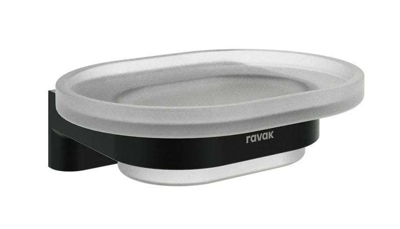 RAVAK CHROME II CR II 200.20BLM mydlovnička, nástenná, sklo, matná čierna X07P1375 Obrázek - Hlavní obrázek